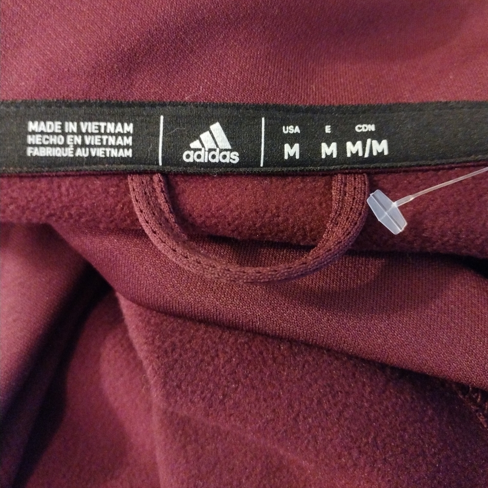 Adidas Team 1/4 Zip Pull Over Jersey Shirt Maroon w/ White Logo Medium NWT - Picture 7 of 8